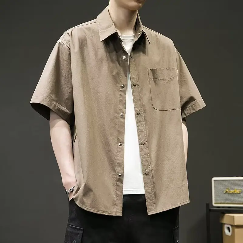 

Summer Thin ort Sve Casual Loose irt Men's Japanese Sle f Sve irt Versatile Workwear irt Jaet
