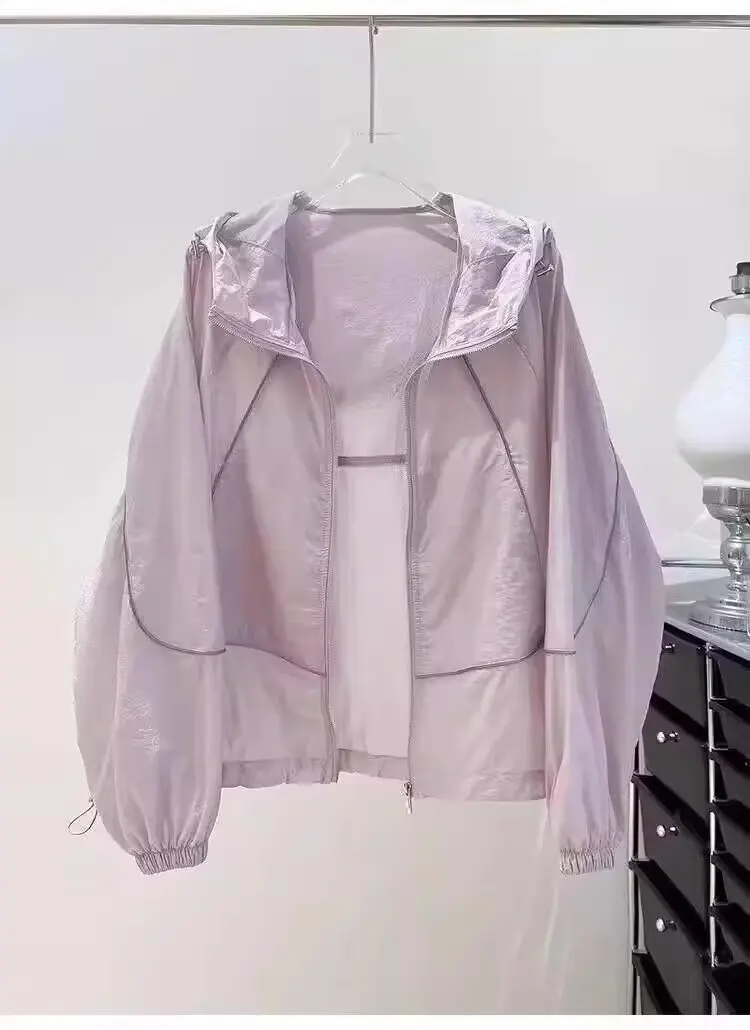 Kühlendes Sonnenschutz-Shirt für Damen – Neues, locker sitzendes, vielseitiges, atmungsaktives, dünnes Sonnenschutzkleidungsstück mit Kapuze für den Sommer – Detail 15