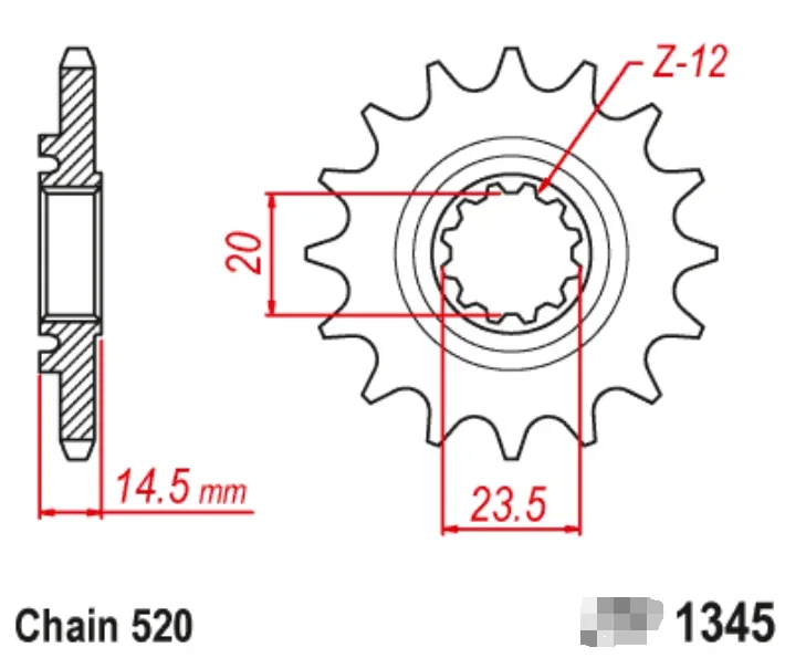 LOPOR 520 14T Pignon Avant De Moto Pour Honda Hors Route CRF450L 2019-2022 CRF450 RL-M 2021-2025 CRF450 X-K,L,M,N,P,R,S 19-25