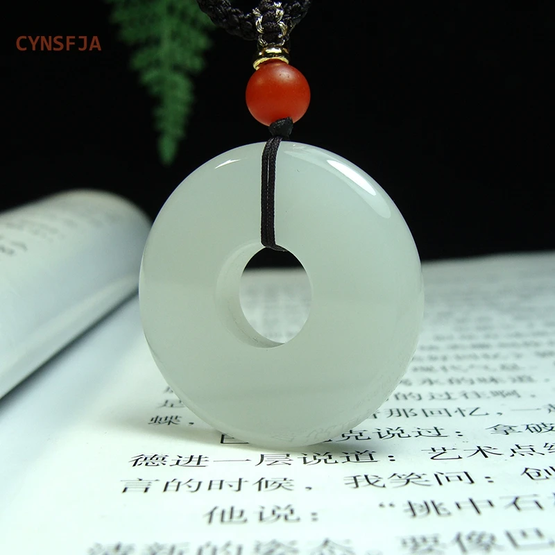 CYNSFJA New Real Rare Certified Natural Hetian Mutton-Fat Nephrite Lucky Amulet Peace Buckle Jade Pendant High Quality Best Gift