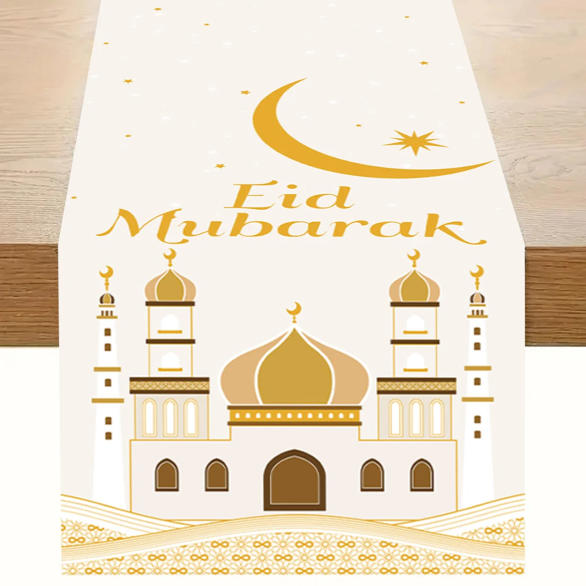 35*180cm Eid Mubarak Table Runner Ramadan Kareem Table Runners Handmade Table Cover 2025 for Home Festival Decoration Supplies