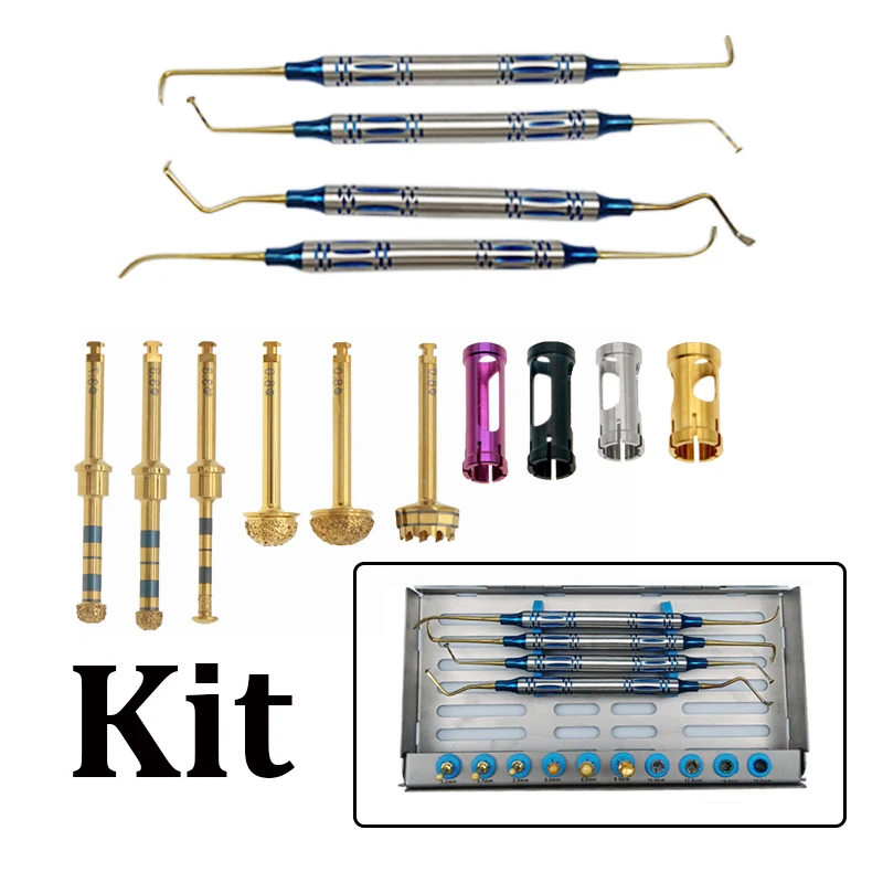 

Dental Implant Diamond Burs Drills Stoppers Kit with Stainless Sterilization Cassette Dentistry Lab Instruments Tools