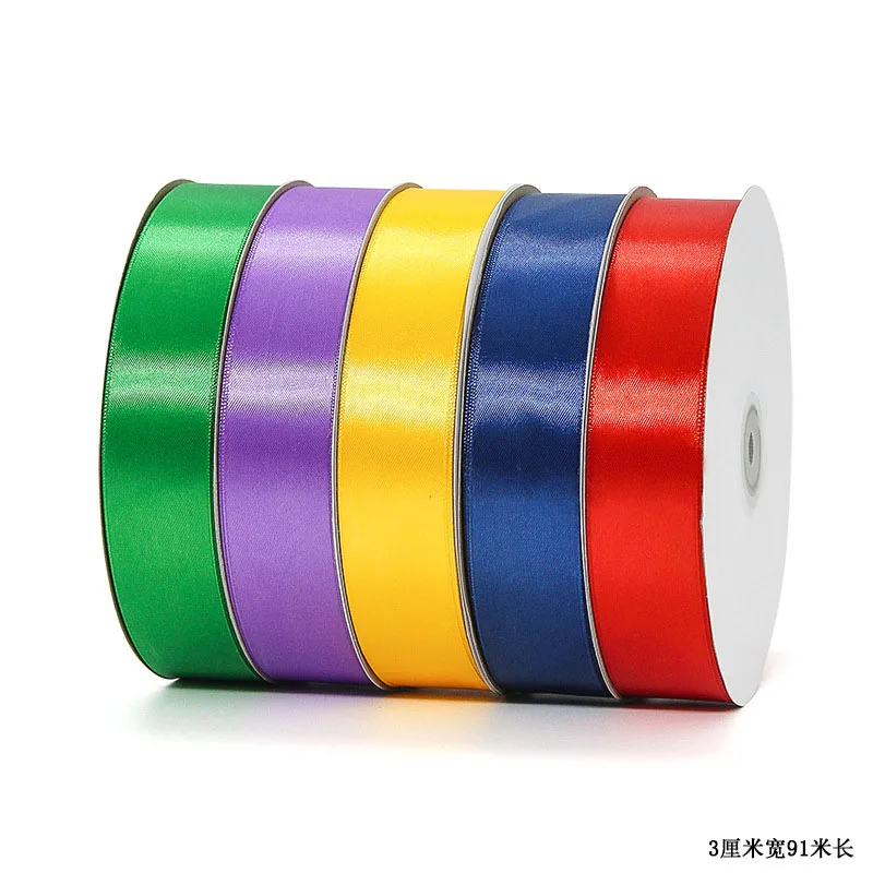 100Yards One Face 30mm Silk Satin Ribbons for Crafts Bow Handmade Gift Wrap Party Wedding Decorative