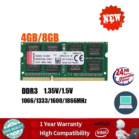 DDR3 DDR3L Memory Ram 4GB 8GB Notebook SODIMM 1333/1666MHz 204Pin 1.35V/1.5V RAM PC3-10600 12800 RAM FOR laptop