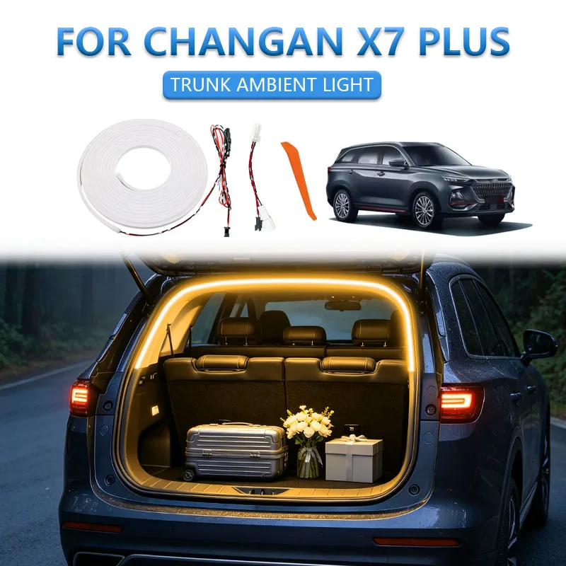 FOR CHANGAN X7 PLUS Rear Trunk Light LED Surround Light Silicone Light Modification Light Yellow White Car Accessories
