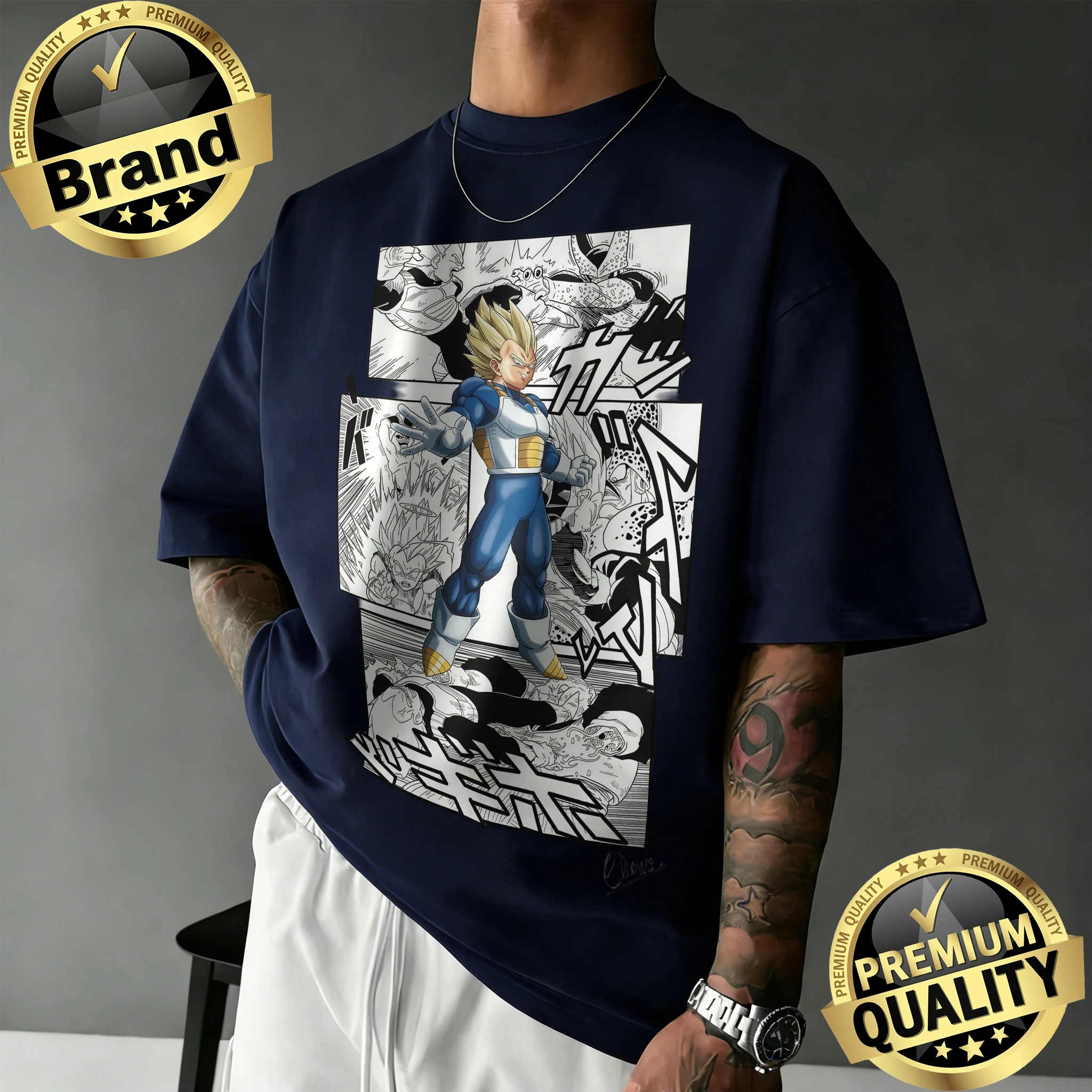 2026 New Arrival Dragon Ball Z Cotton T-shirt Unisex Oversized Vintage Super Saiyan Vegeta Graphic Tee Fans Fit Anime Top Y2k - view 3