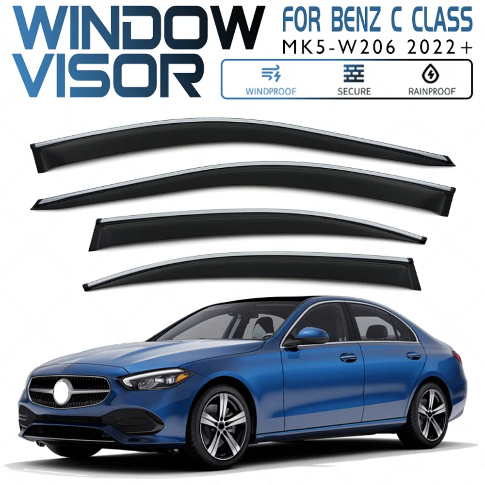 

For Mercedes-Benz C-Class W206 2022+ Wind Deflectors Rain Guards Door Visor Vent Shades Ventvisor Window Visor Cars Accessories
