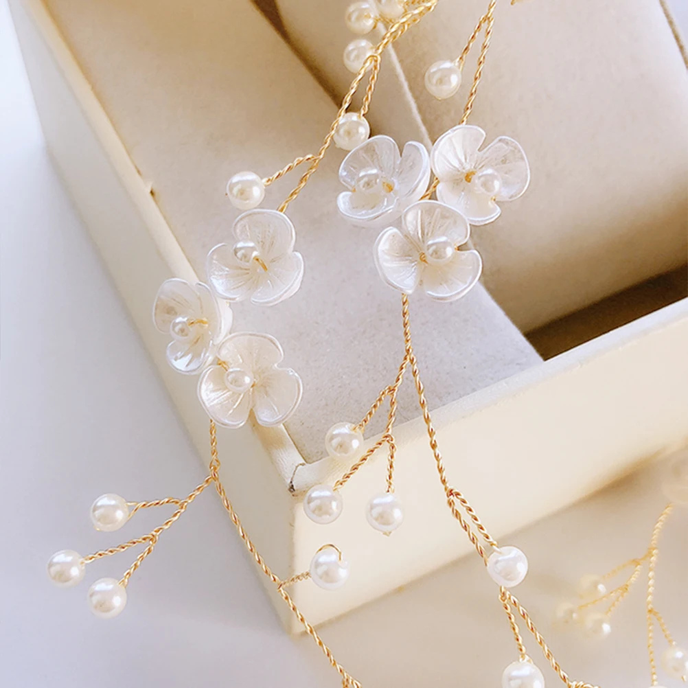 

Pearl Hair Chain 100 Cm Bridal Headdress Silver Wedding Headpiece Accessories Durable Wire Elegant Updo Prom Anniversary