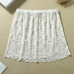 New Midi Skirts for Women with Spring and Autumn Base Lace Covered Skirt Versatile and Fake Hem Black Skirt Women's Clothing