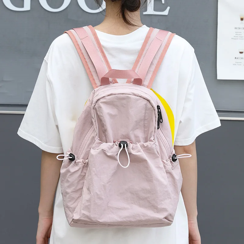 

2024 Solid Color nylon backpack for student,Lightweight traveling bag purse,Japanese minimalist college backpack with zipper