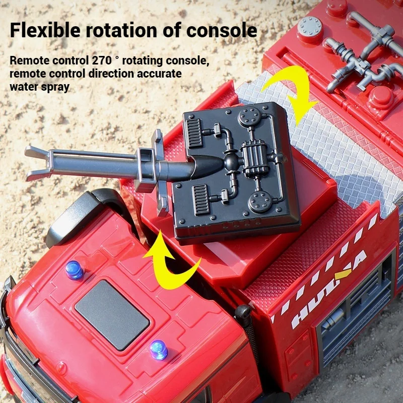 Huina 1562 Full Scale Fire Truck 1:14 Remote Control Electric Engineering Vehicle Model with Water Spray Simulation Toy Gift