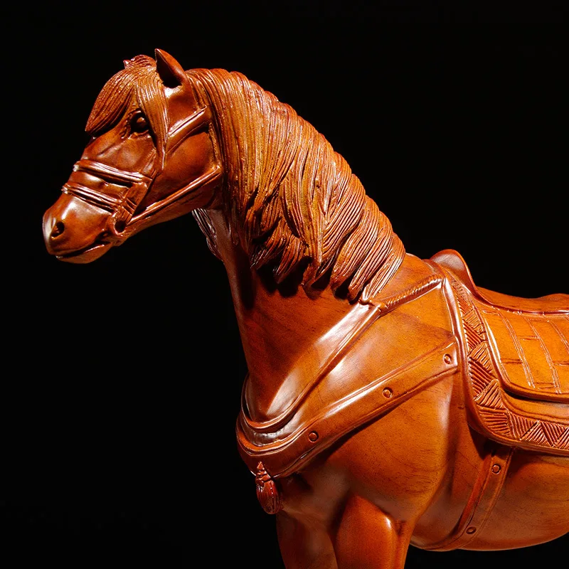 خشب الورد منحوتة الحصان ديكور المنزل غرفة المعيشة مدخل ديكور الحيوان الحرفية النمط الصيني النحت الخشب الأحمر تانغ الحصان #3