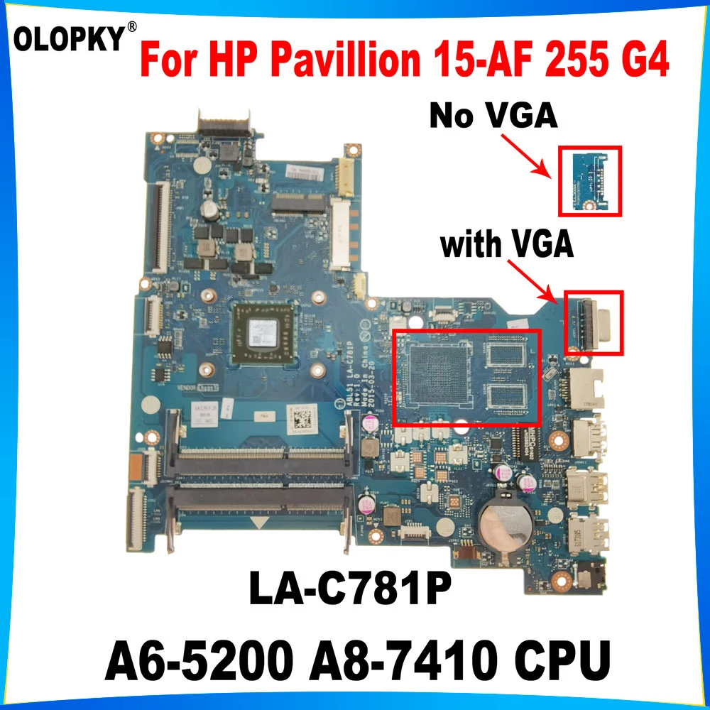 

ABL51 LA-C781P with A4-5000 A6-5200 A8-7410 CPU for HP Pavilion 15-AF 255 G4 15-BA Laptop Motherboard 814610-601 818073-601