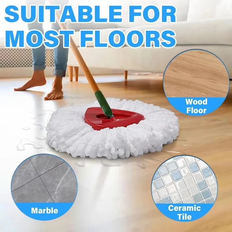 Spin Mop Pads for Vileda O-Cedar EasyWring 1-Tank System Replace Heads Mop Refills Microfiber Mop Head Household Cleaning Tools view 5