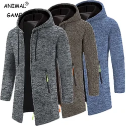 Sudaderas con capucha deportivas para hombre, sudaderas de manga larga con cremallera y capucha para hombre, chaqueta superior de invierno de gran tamaño, abrigo, suéter negro