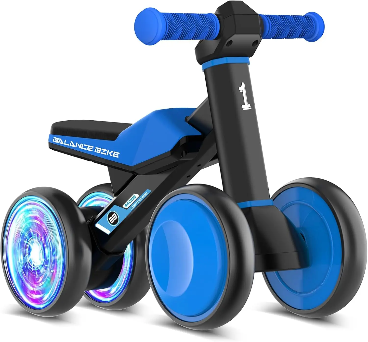 

Baby Balance Bike for 1 Year Old Boys Gifts, Toddler First Bike 12-24 Months with Adjustable Seat, 4 Silent Glow Wheels, Easy