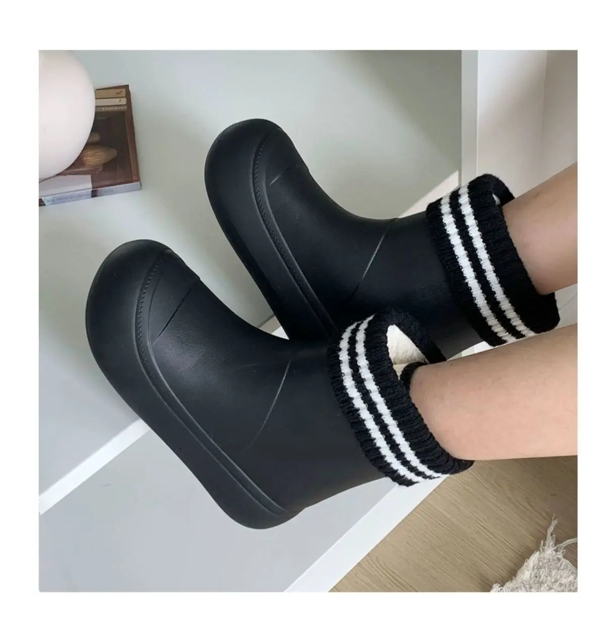 Solid Big  Men Women Outdoor Tide Non-slip Waterproof Rain Warm Hundred Couple Removable Lining Ski Boots