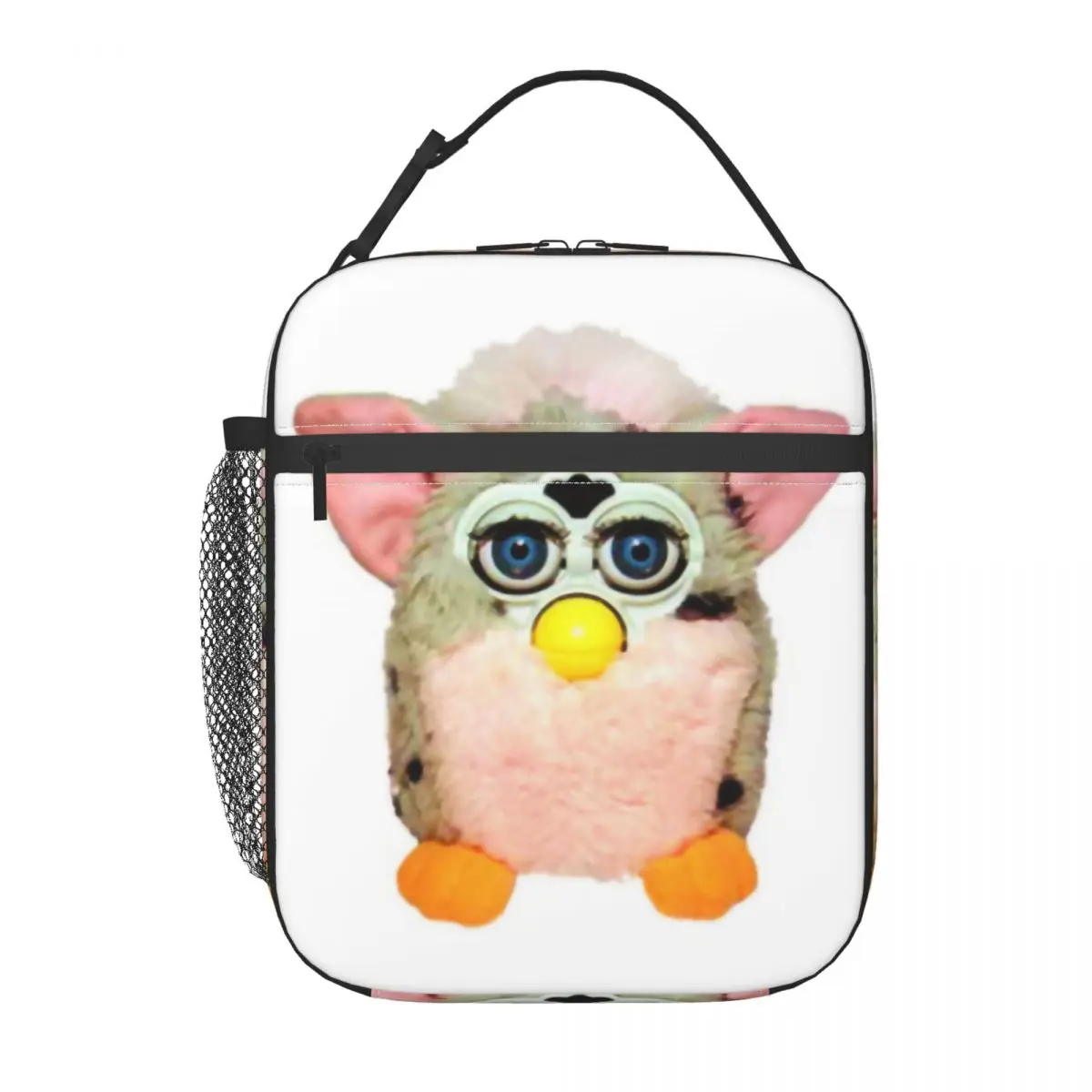 Leopard Furbys Cartoon Robot Toys Insulated Lunch Tote Bag for Women Portable Thermal Cooler Bento Box Work School Travel