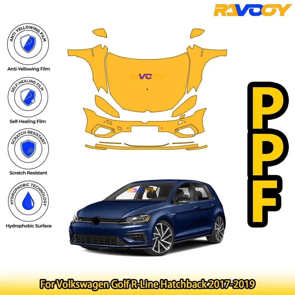 For Volkswagen Golf R-Line Hatchback 2017-2019 Glossy Matte Black Precut front PPF Kit Paint Protection Film
