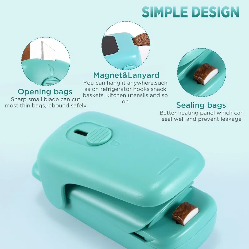 Mini aferidor do saco, aferidor do vácuo do saco 2 em 1 aferidor e máquina de corte portátil aferidor do calor com para saco plástico lanche alimentos sav