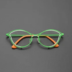 Ultralight titanium cat-eye frames Men's and women's luxury brand personalized optical frames for prescription glasses