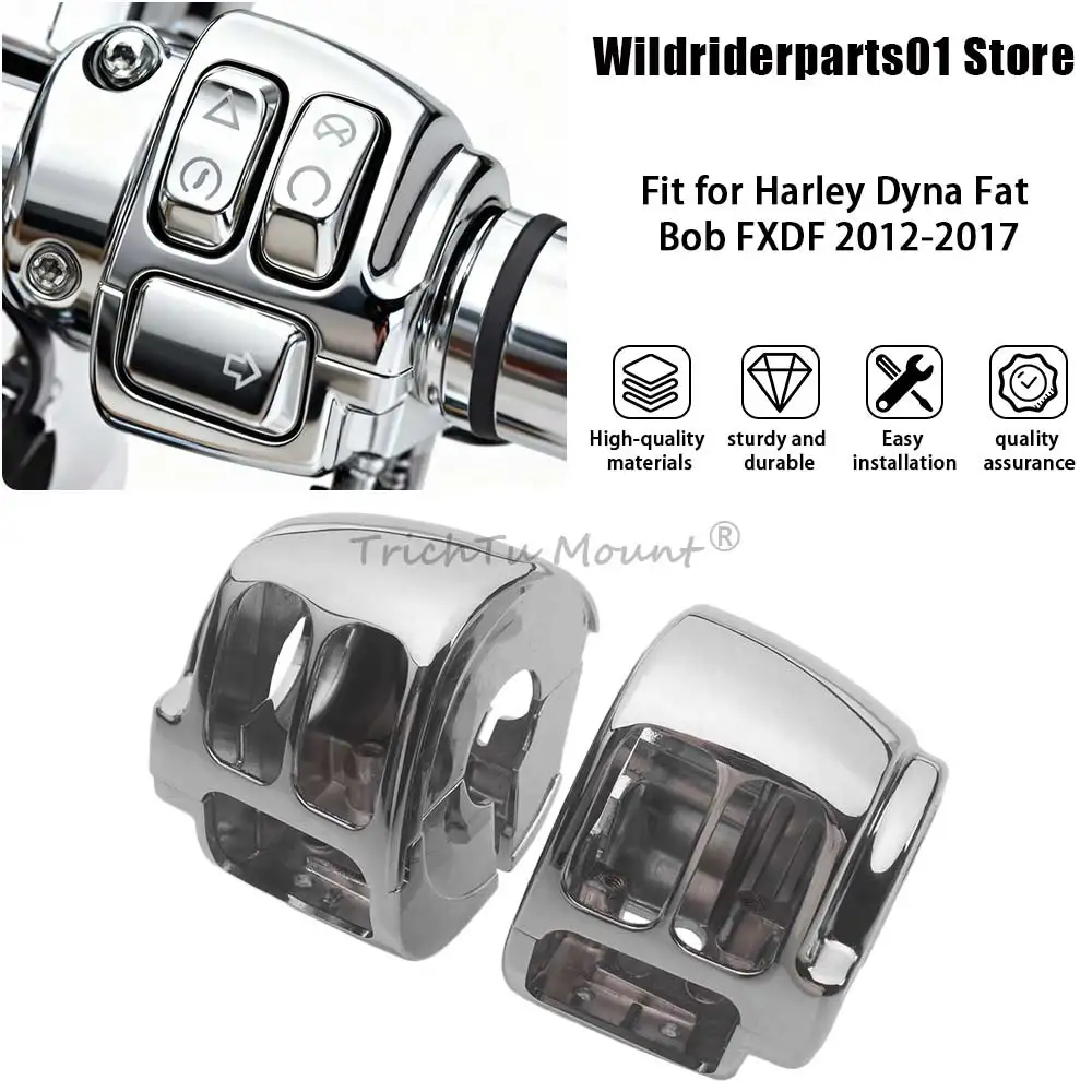 Handlebar Control Switch Housings Cover Kit 1 Pair Chrome Aluminum Motorcycle Fit For Harley Softail Fat Boy 114 FLFBS 2018-2024