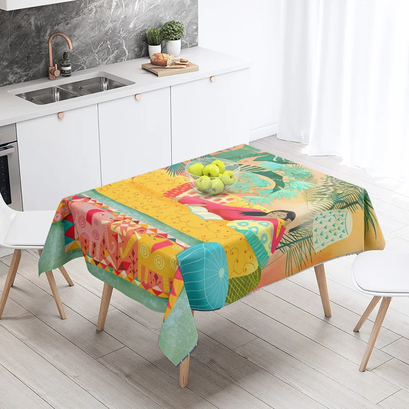 Abstract Plant Morandi Tablecloth Nordic Minimary Style Cafe Decorative Tablecloth Anti-Fading Hot Selling Style