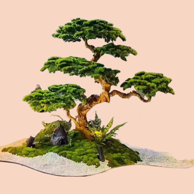 

Имитация приветствия сосна, новый китайский стиль, большое украшение для внутреннего и наружного окна, зеленое растение, ландшафтный дизайн, вид