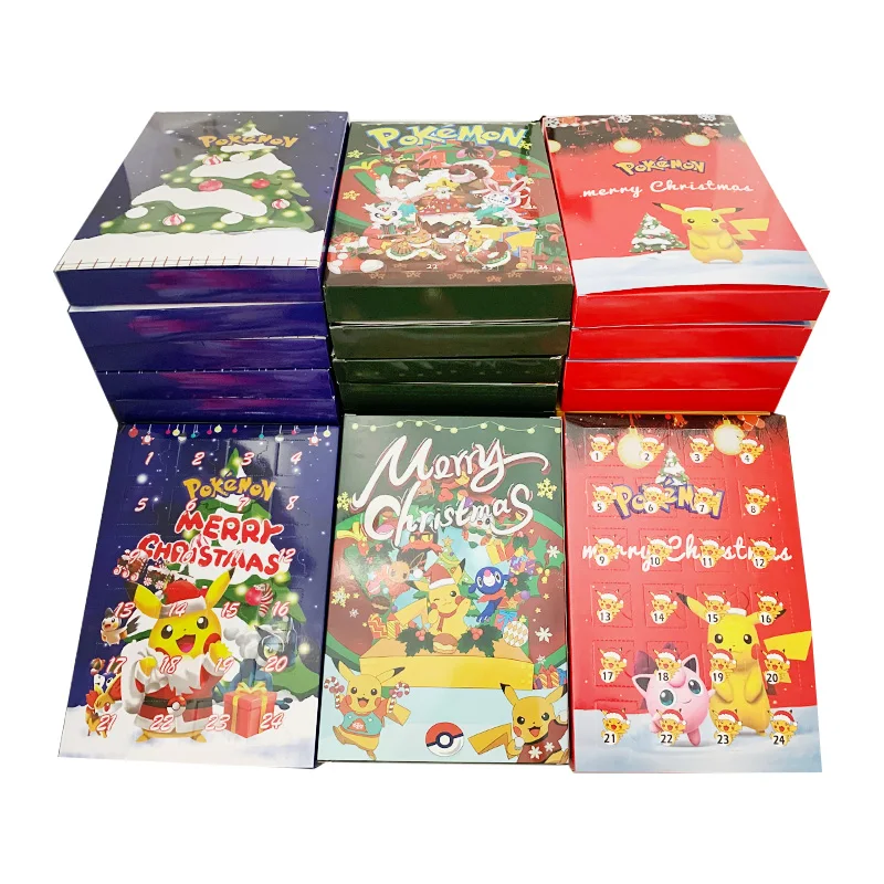 شخصيات لعبة Pokemon Kawaii Pikachu للأطفال ، صندوق فارغ ، تقويم مجيء عيد الميلاد ، أحمر ، أخضر ، أصفر ، هدية عيد الميلاد ، أولاد ، بنات ، فارغة