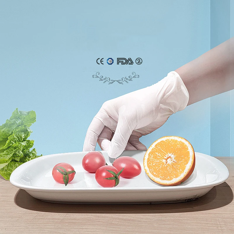 

High Quality 100pcs White/Blue/Black Disposable Nitrile Gloves for Baking Cutting Packaging Household Cleaning Beauty Salon pet