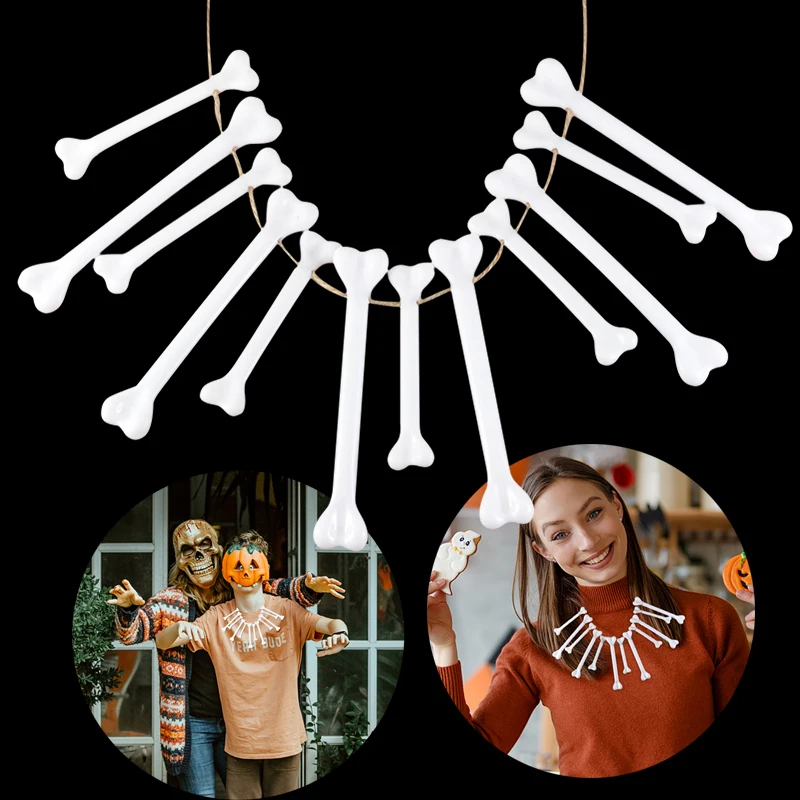 12pcs Halloween Haunted House Decoration Horror Props Wildlings Bones Realistic Skelet Human Bones For Halloween Voodoo Jewelry