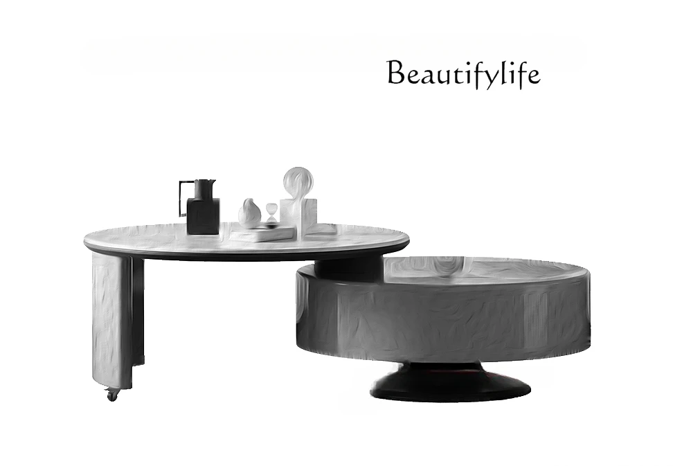 Italian Minimalist Rotating Coffee Table Multi-Functional Large Capacity Table