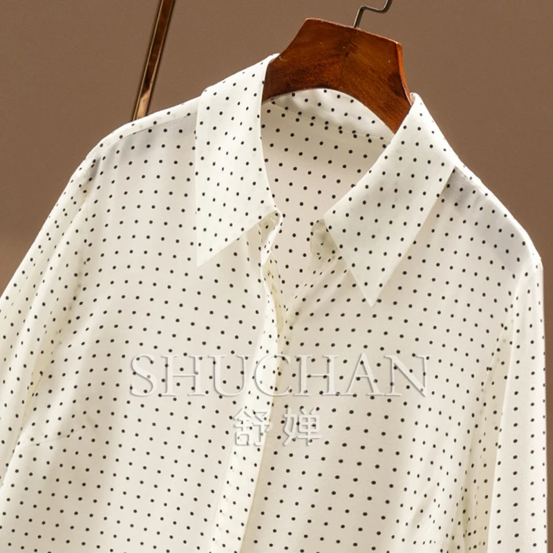 Polka Dots, Elegant Workplace Silk Shirt Women 3Z47 Blusas De Mujer Bonitas Y Baratas  Blusas Femininas Elegantes