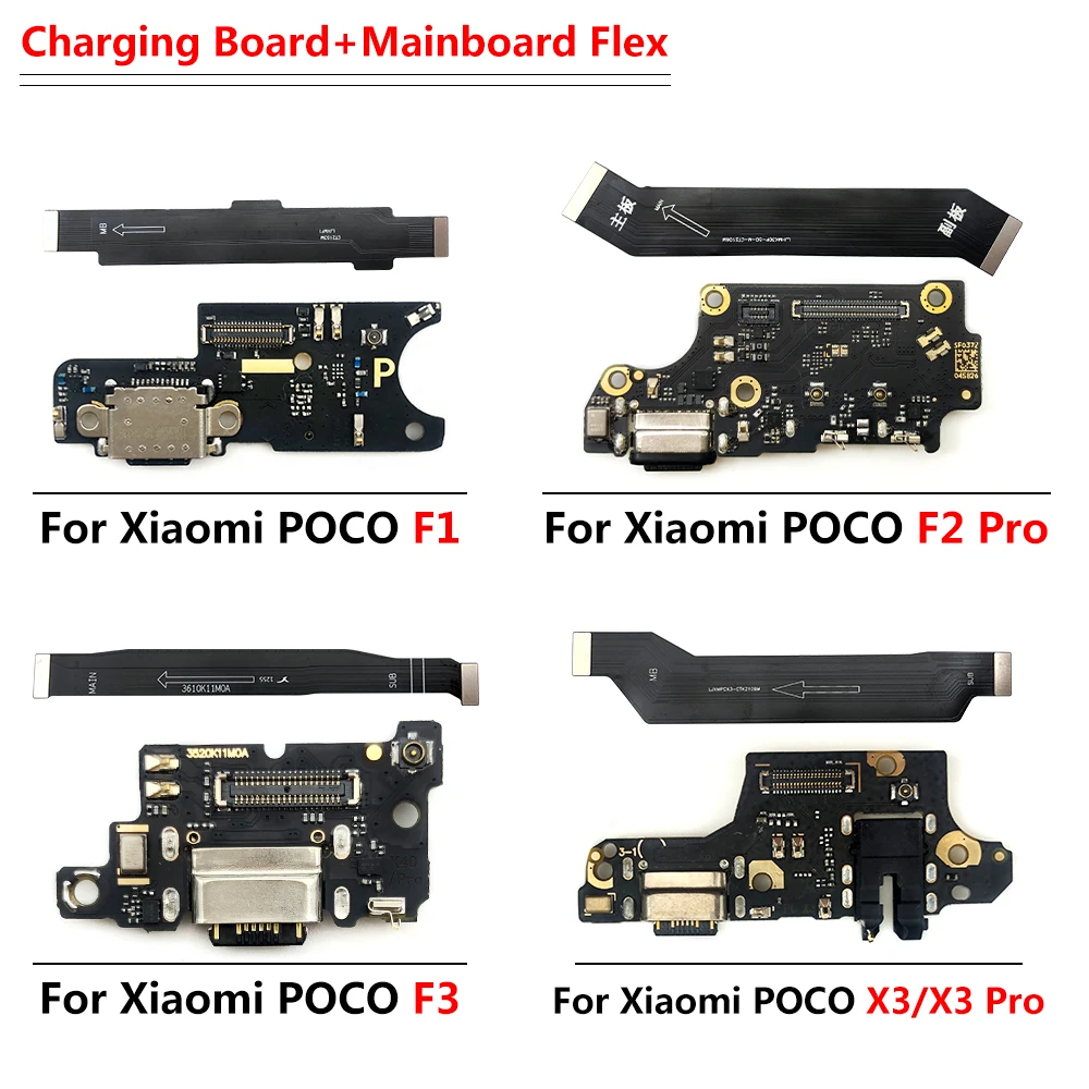 For Xiaomi Poco F2 Pro F5 F1 F3 X3 X5 X6 Pro USB Power Charging Board Connector Plug Port Dock With Mainboard Motherboard Flex