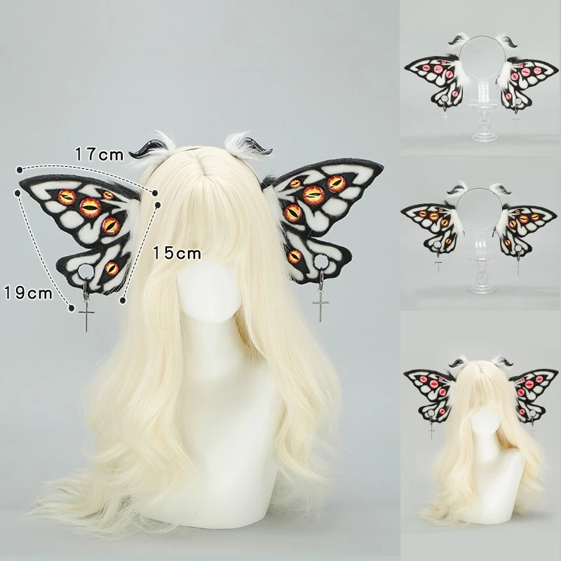 Fantasy Creatures Great Old Ones Cthulhu Evil Eyes Furry Ear Headband Animal Moth Ears Fursuit Demon Headwear Cosplay view 5