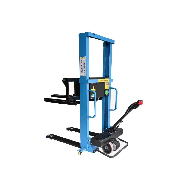 1t 1.6mm all-electric two-stage mast lithium battery pallet stacker forklift self-loading and unloading pallet cargo lifting