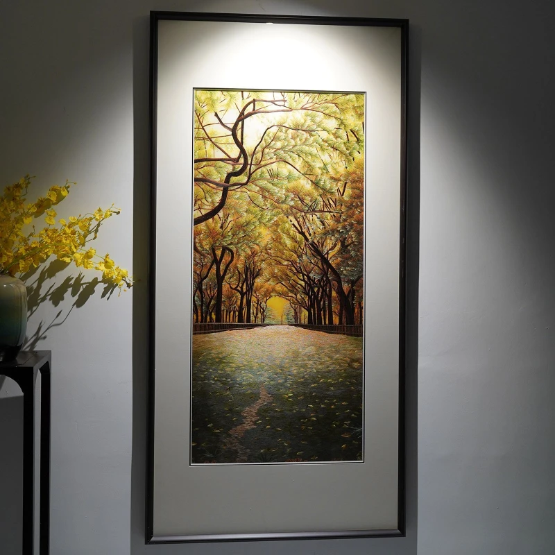 

Embroidery finished painting aisle living room entrance pure hand decorative painting