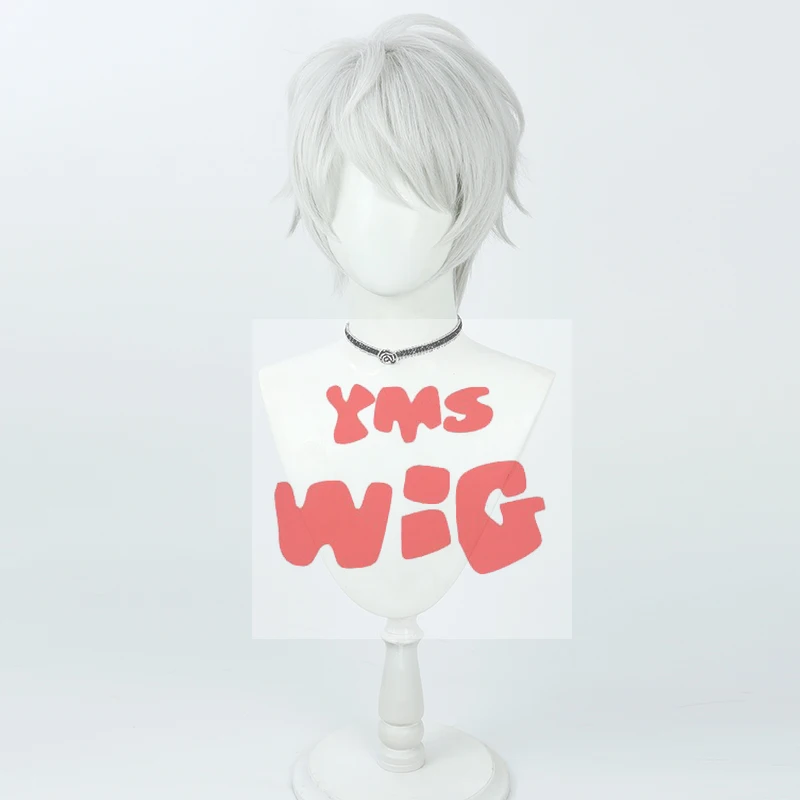 Game Honkai Impact 3 Kevin Kaslana Cosplay Wig 30cm Short Silver White Cosplay Anime Wig Heat Resistant Fibre Wigs + Cap