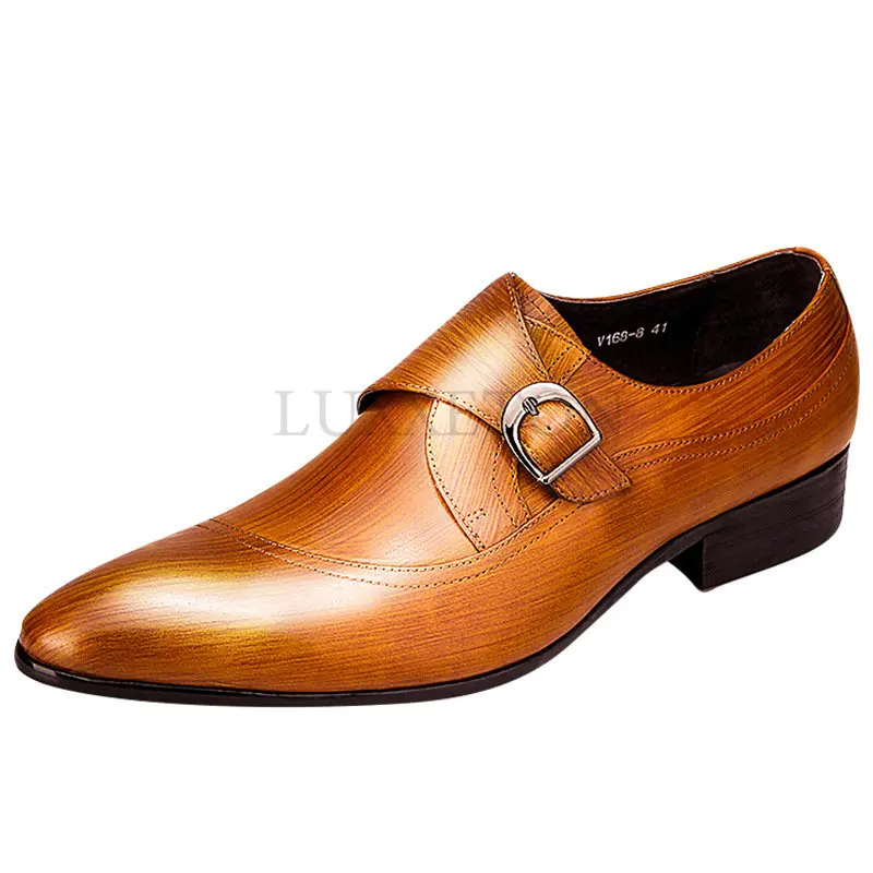 

Luxury Man Loafers Genuine Leather Black Monk Strap Men Dress Shoes Wedding Business Party Slip On Italian Formal Shoes