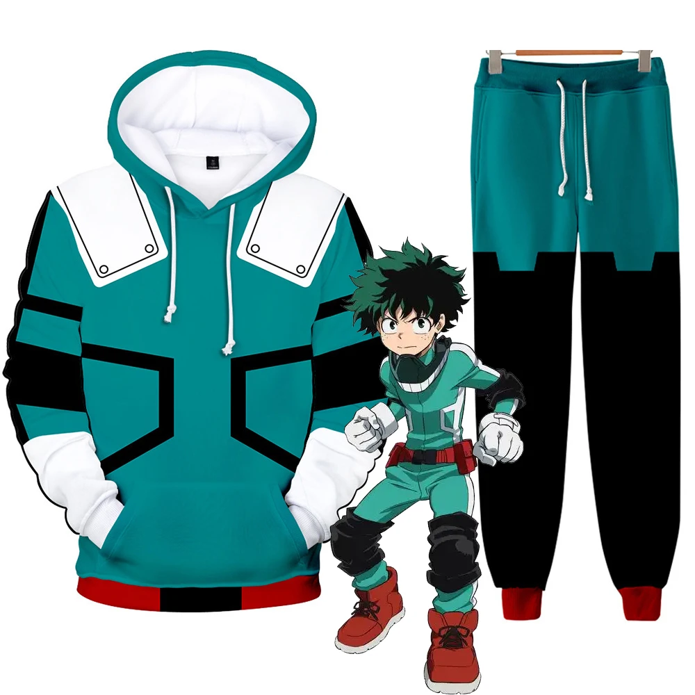 Anime My Hero Cosplay Academia Midoriya Izuku Boys Deku Costume Hoodies Pants Adult Kids Halloween Role Play Daily Sweaters