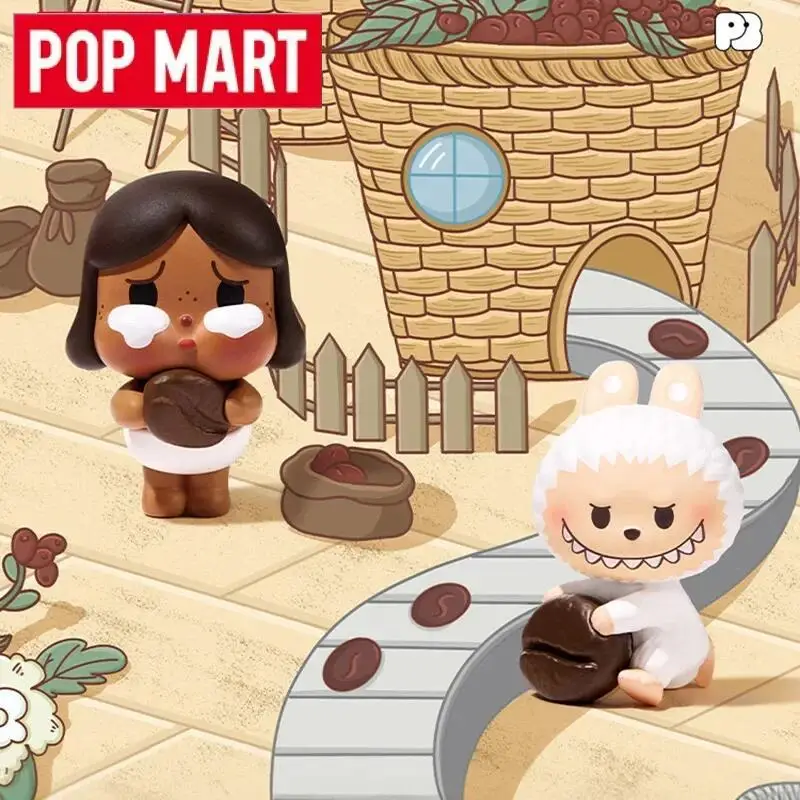 POPMART POPBEAN مصنع القهوة سلسلة لطيف أنيمي الشكل الحلي هدية صندوق أعمى تخمين حقيبة اللعب الأصلية دمية