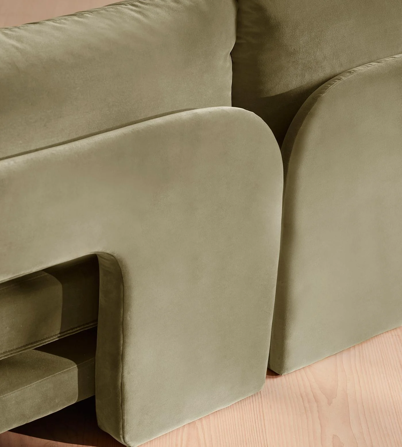 Light Green Velvet Curved Modular Plush Modern Elegant Living Room Sectional Sofa - view 4