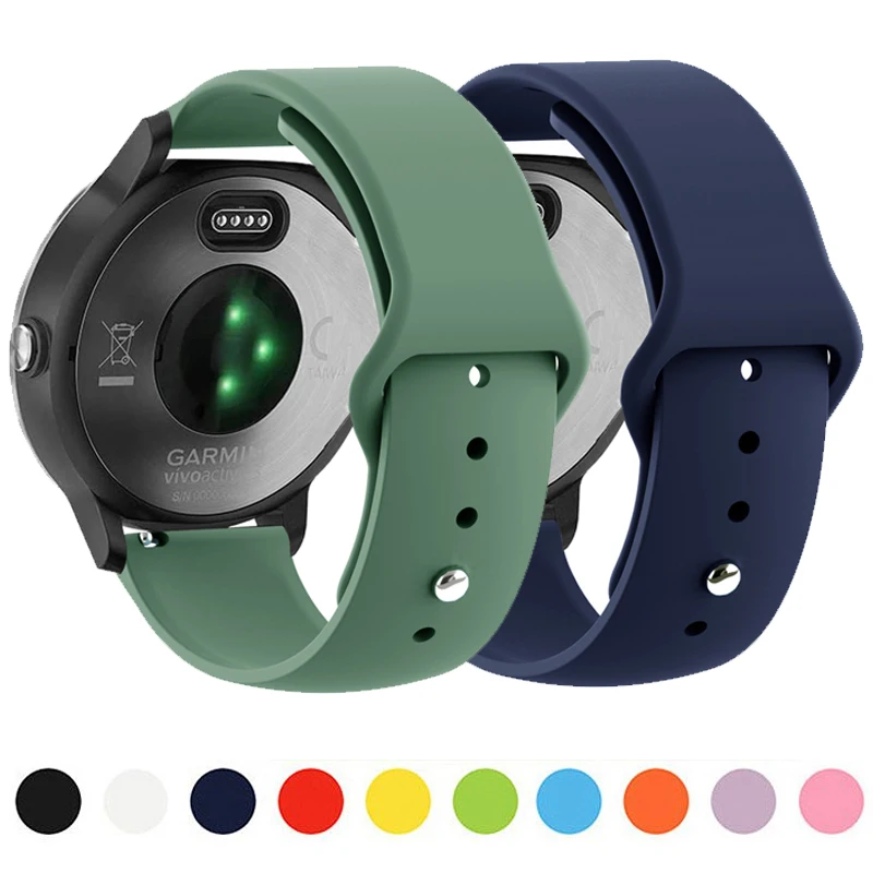 20mm 22mm Silicone Strap For Garmin Vivoactive 3 4 Band Watch Venu 2 SQ Forerunner 645 Smart Watch Wristband Bracelet Watchband