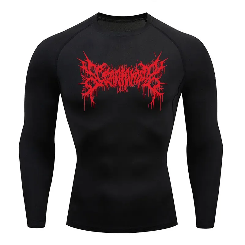 

Y2K GYM Compression Shirt Men's Running Workout Bodybuilding Summer T-Shirt Quick Dry Long Sleeves Sportwaer Tight Top Tee