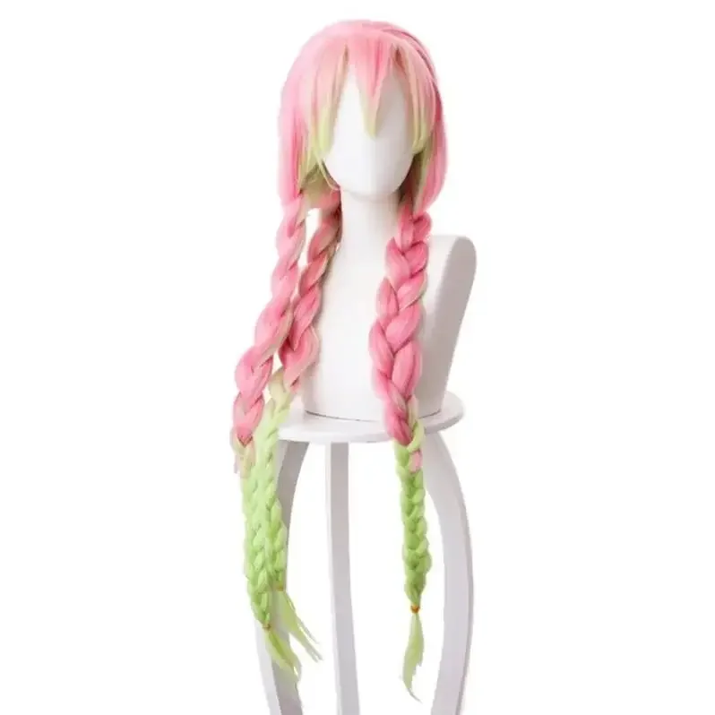 

Anime Kanroji Mitsuri Kimetsu No Yaiba Cosplay Wigs Pink Green Gradient Synthetic Heat Resistant Hair