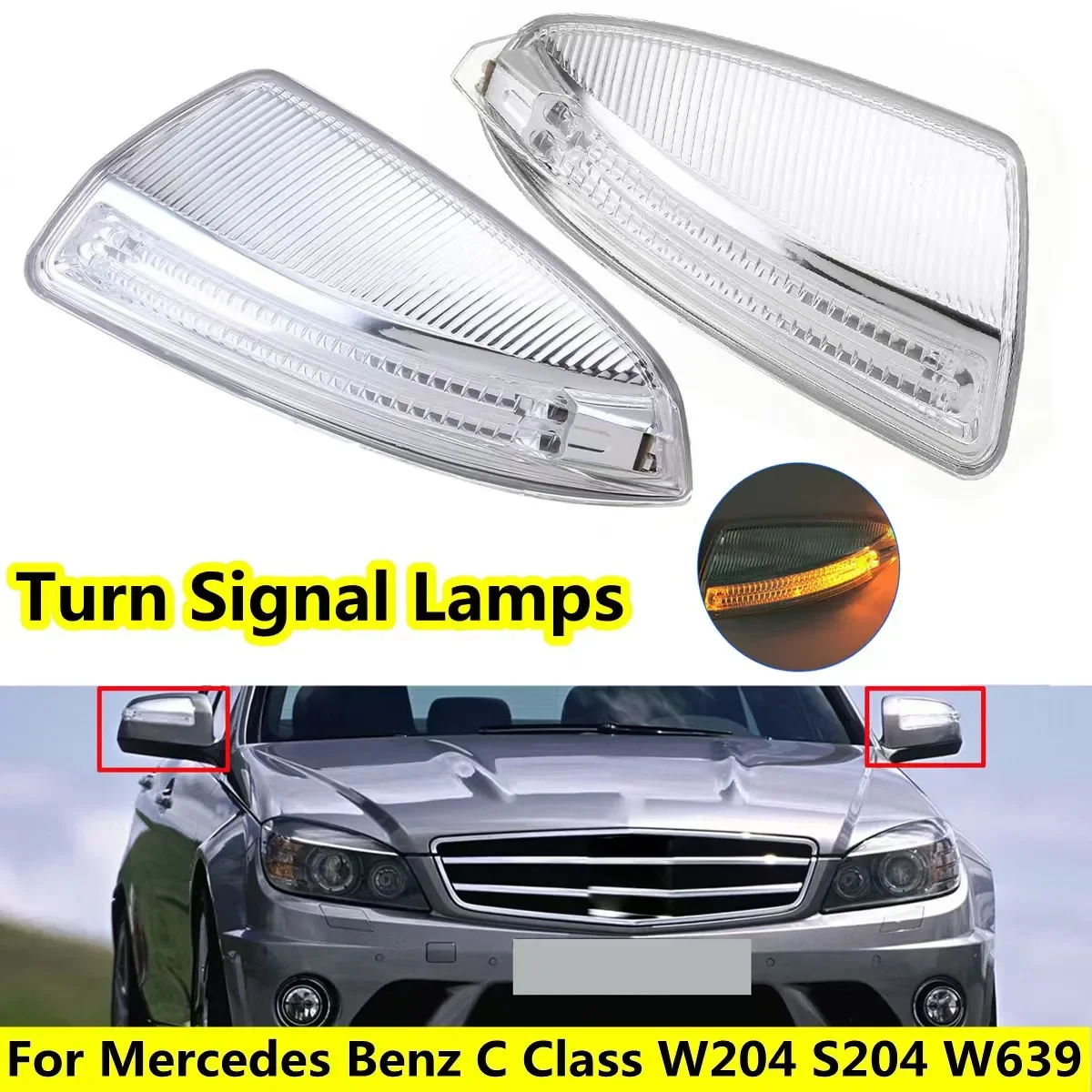 Car LED Rearview Mirror Turn Signal Light for Mercedes-Benz C Class W204 S204 W639 W164 ML300 ML500 ML550 A2048200721 2048200821