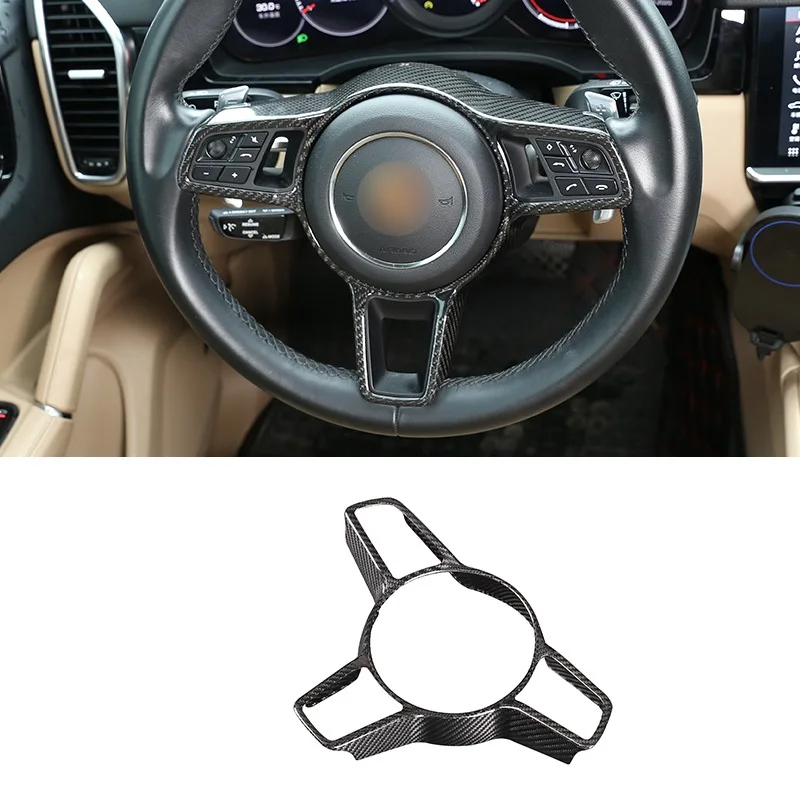 

Real Carbon FiberCar Steering Wheel Decorative Frame Auto Accessories For Porsche Panamera Cayenne Macan 911 718 918 2014-2021