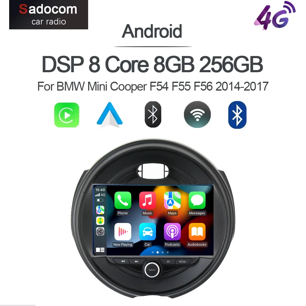 

Автомобильный мультимедийный плеер CarPlay 9" Android 11 8GB+128GB с GPS-навигацией для BMW Mini Cooper F54 F55 F56 2014-2017 годов выпуска.