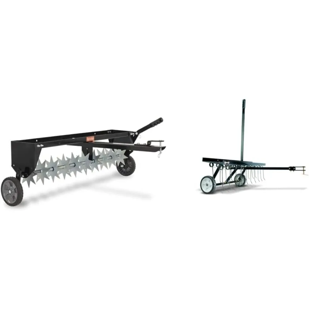 45-0544 40-Inch Spike Aerator, Black & 45-0295 48-Inch Lawn Dethatcher, Medium, Black