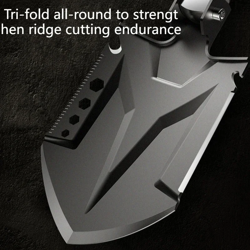 Foldable Engineer Shovel Multifunctional Outdoor Hoe Anti Slip Thicken Handle Camping Hoe Portable Wilderness Survival Equipment